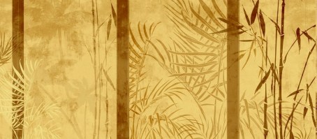 GIN2201 ORO | Carta da parati dorata stile Japan con bamboo